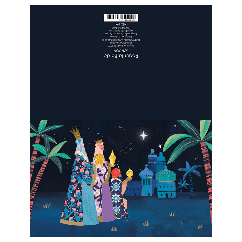 Three Kings Gold Foil Petite Christmas 8 Cards 150 x 90 mm Roger la Borde