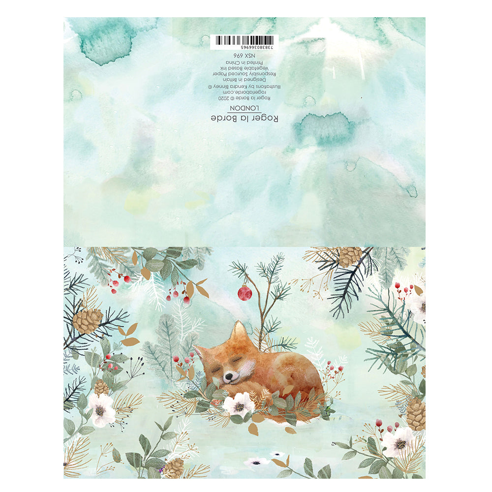 Foxes Gold Foil Petite Christmas 8 Cards 150 x 90 mm Roger la Borde