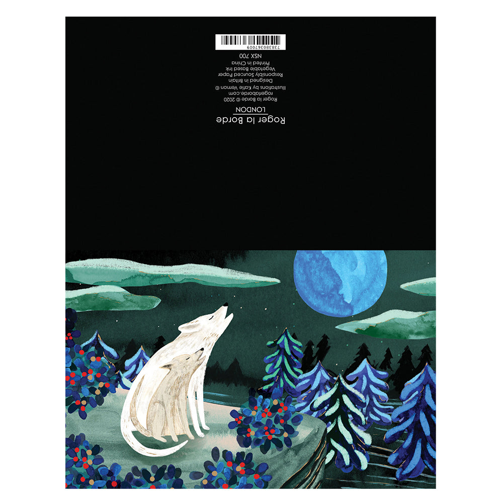By the Light of the Moon Polar Bear Gold Foil Petite Christmas 8 Cards 150 x 90 mm Roger la Borde