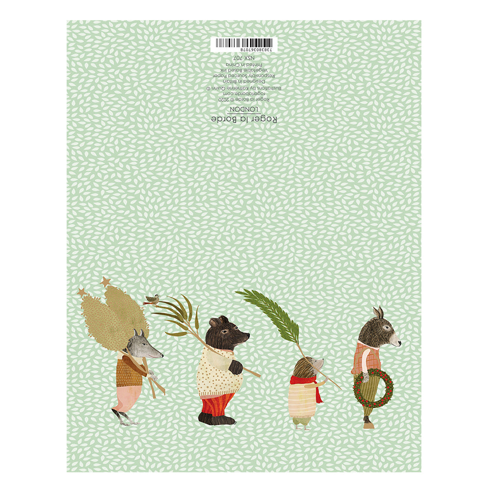 Creatures in Jumpers Animal Procession Gold Foil Petite Christmas 8 Cards 150 x 90 mm Roger la Borde