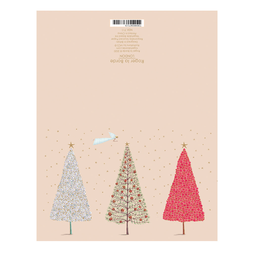 Rose Trees Gold Foil Petite Christmas 8 Cards 150 x 90 mm Roger la Borde