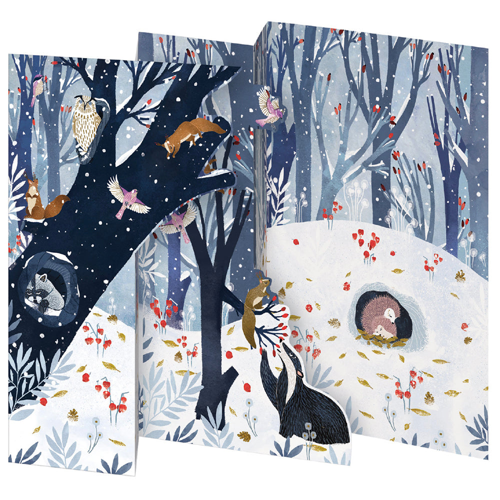 Hollow Tree Hideaway Tri fold Christmas Card 5 pack 90 x 140 mm + env Roger la Borde