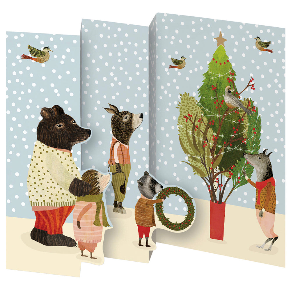 Bears The Procession Tri fold Christmas Card 5 pack 90 x 140 mm + env Roger la Borde