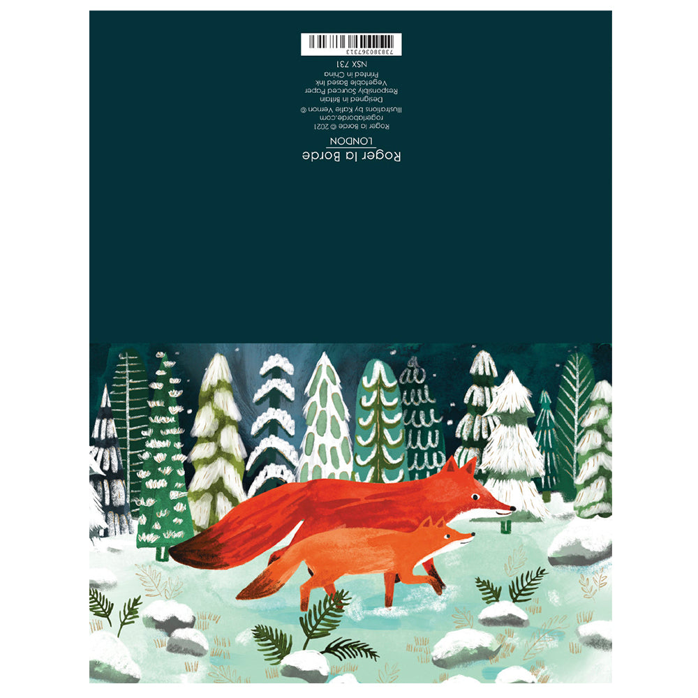 Two Foxes Fox and Cub Gold Foil Petite Christmas 8 Cards 150 x 90 mm Roger la Borde