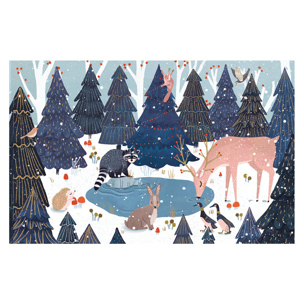 Magical Pond Gold Foil Petite Christmas 8 Cards 150 x 90 mm Roger la Borde