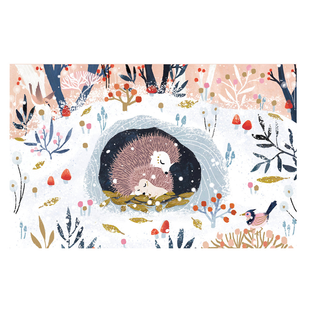 Hedgehogs Gold Foil Petite Christmas 8 Cards 150 x 90 mm Roger la Borde