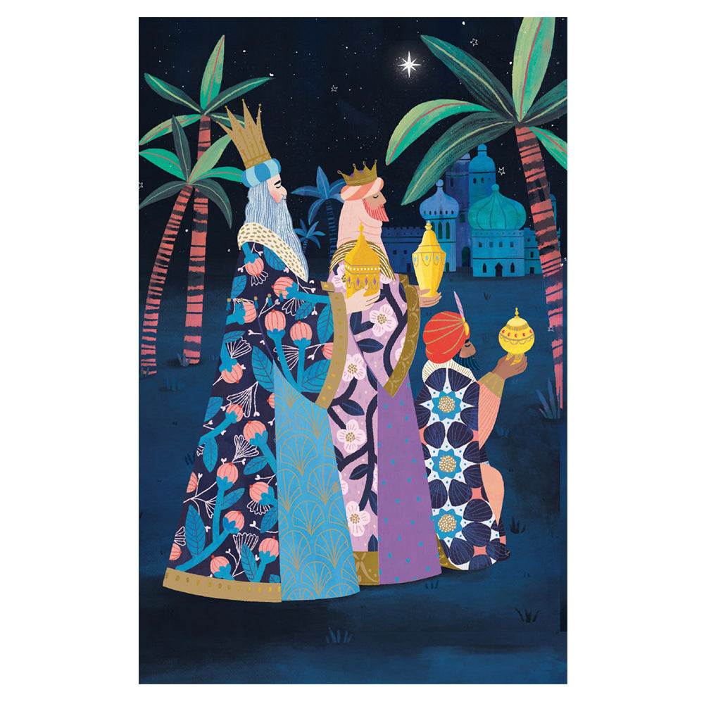 Three Kings Gold Foil Petite Christmas 8 Cards 150 x 90 mm Roger la Borde