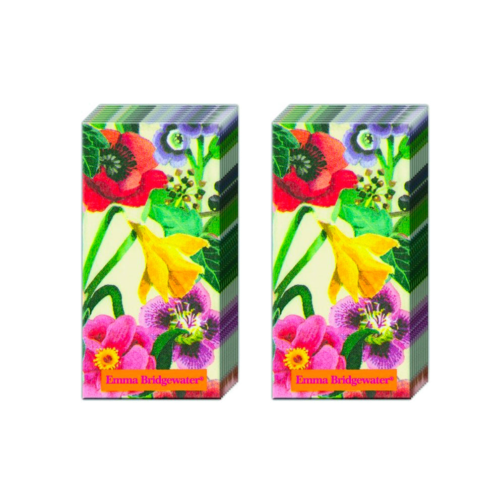 Emma Bridgewater New Flowers IHR Paper Pocket Tissues - 2 packs of 10 tissues 21 cm square