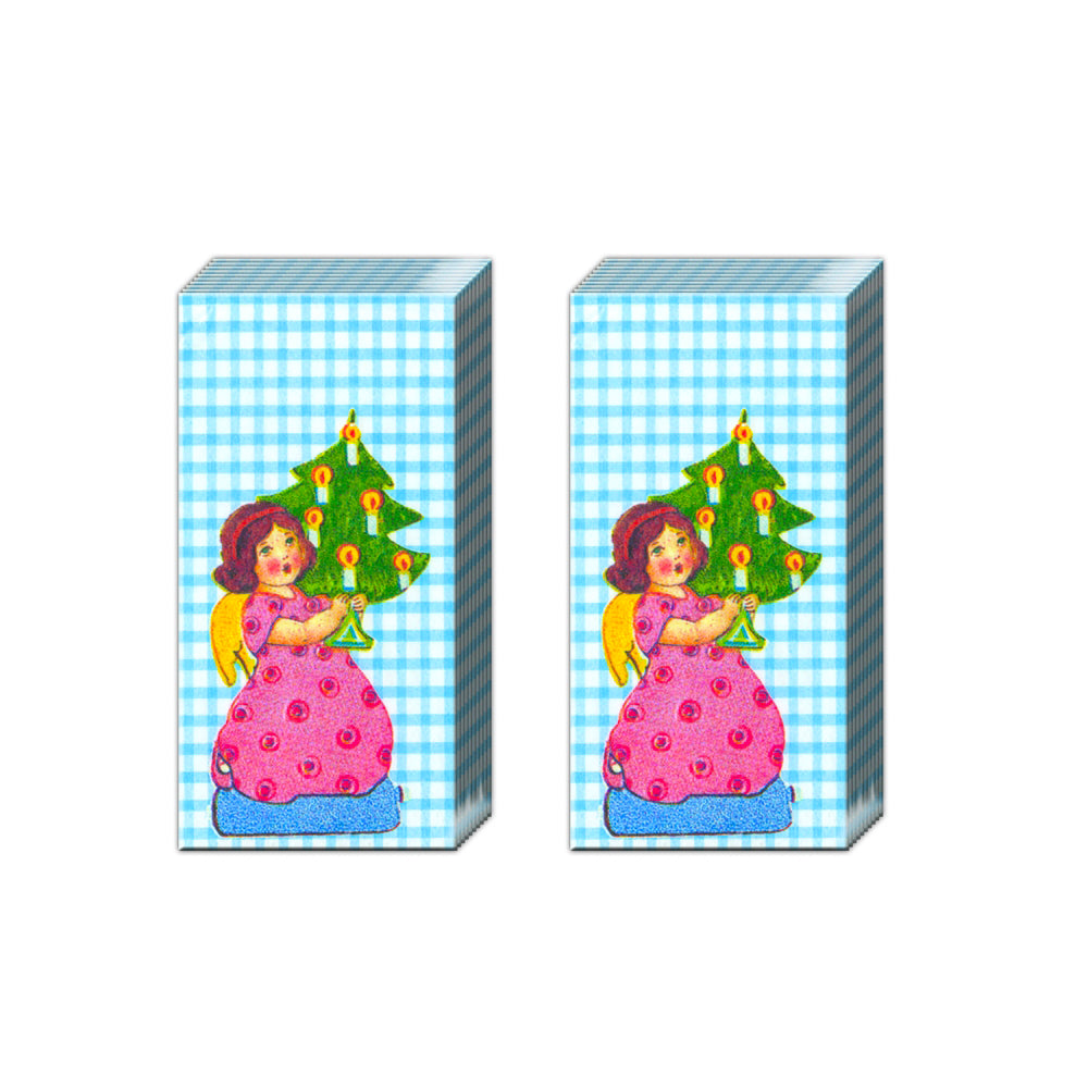 Vintage Cherub Cream IHR Paper Pocket Tissues - 2 packs of 10 tissues 21 cm square