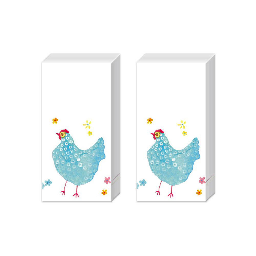 JOLLY HENS Easter IHR Paper Pocket Tissues - 2 packs of 10 tissues 21 cm square