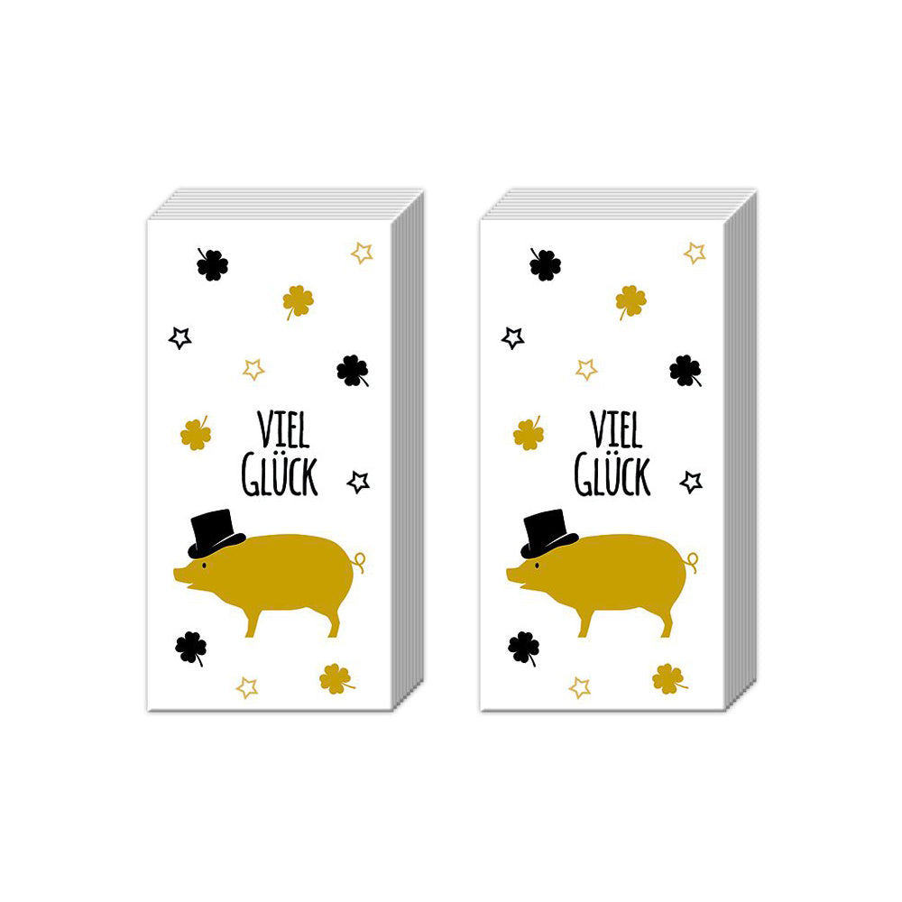 MR PIG gold IHR Paper Pocket Tissues - 2 packs of 10 tissues 21 cm square