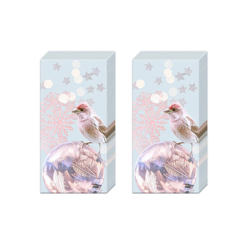 Magical Scene Birds light blue IHR Paper Pocket Tissues - 2 packs of 10 tissues 21 cm square