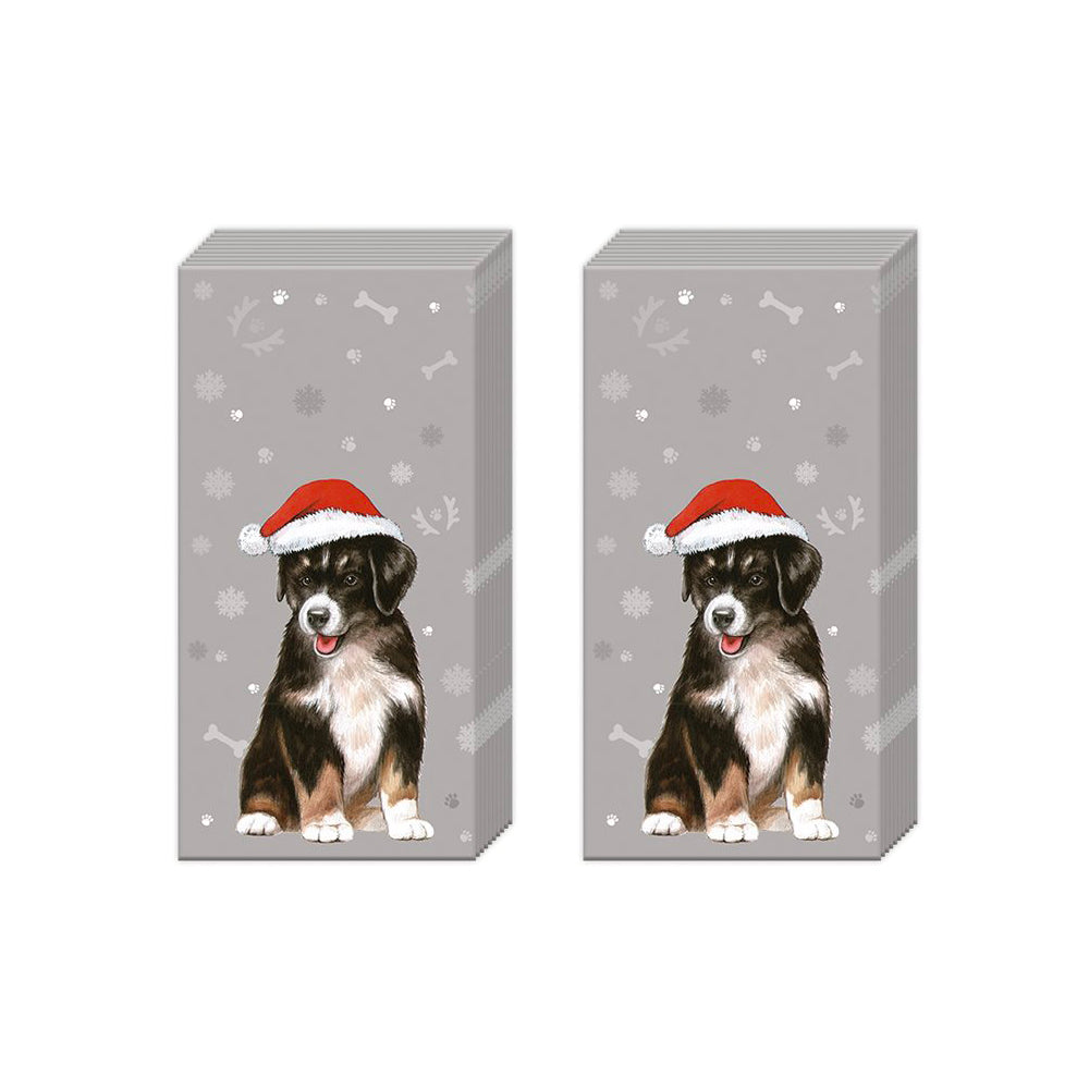 I Wuff you, grey Dog red IHR Paper Pocket Tissues - 2 packs of 10 tissues 21 cm square