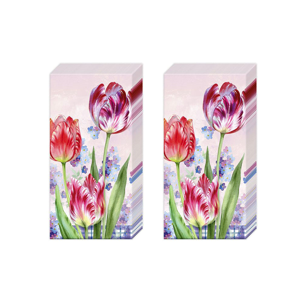 TATJANA rose Floral IHR Paper Pocket Tissues - 2 packs of 10 tissues 21 cm square