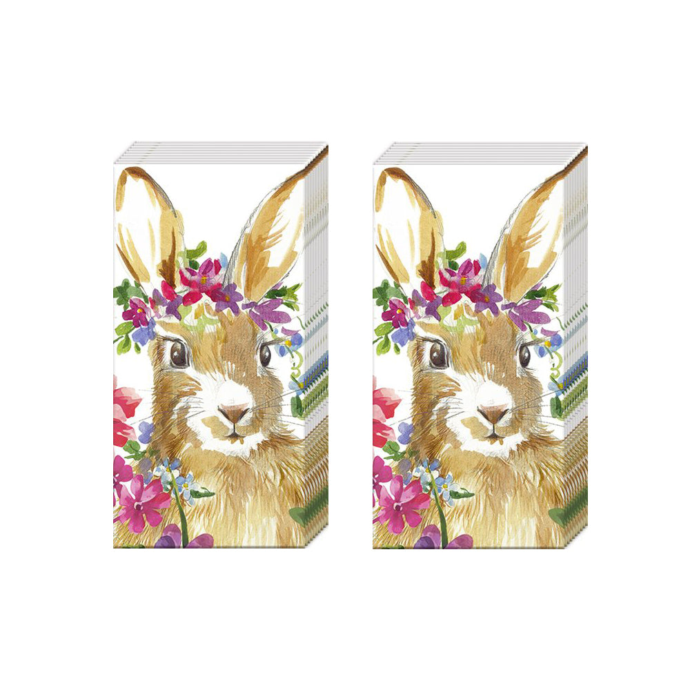 ISA Easter Rabbit IHR Paper Pocket Tissues - 2 packs of 10 tissues 21 cm square