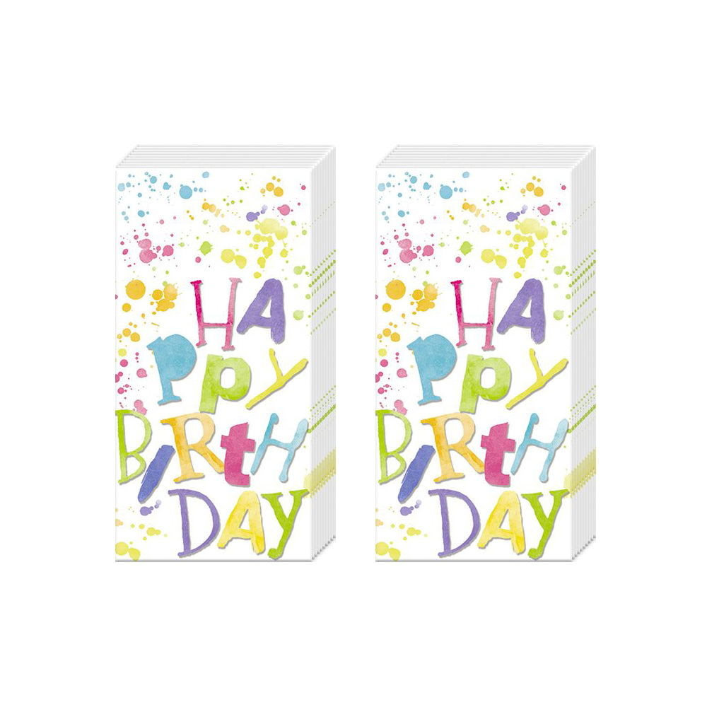 Birthday splashes IHR Paper Pocket Tissues - 2 packs of 10 tissues 21 cm square