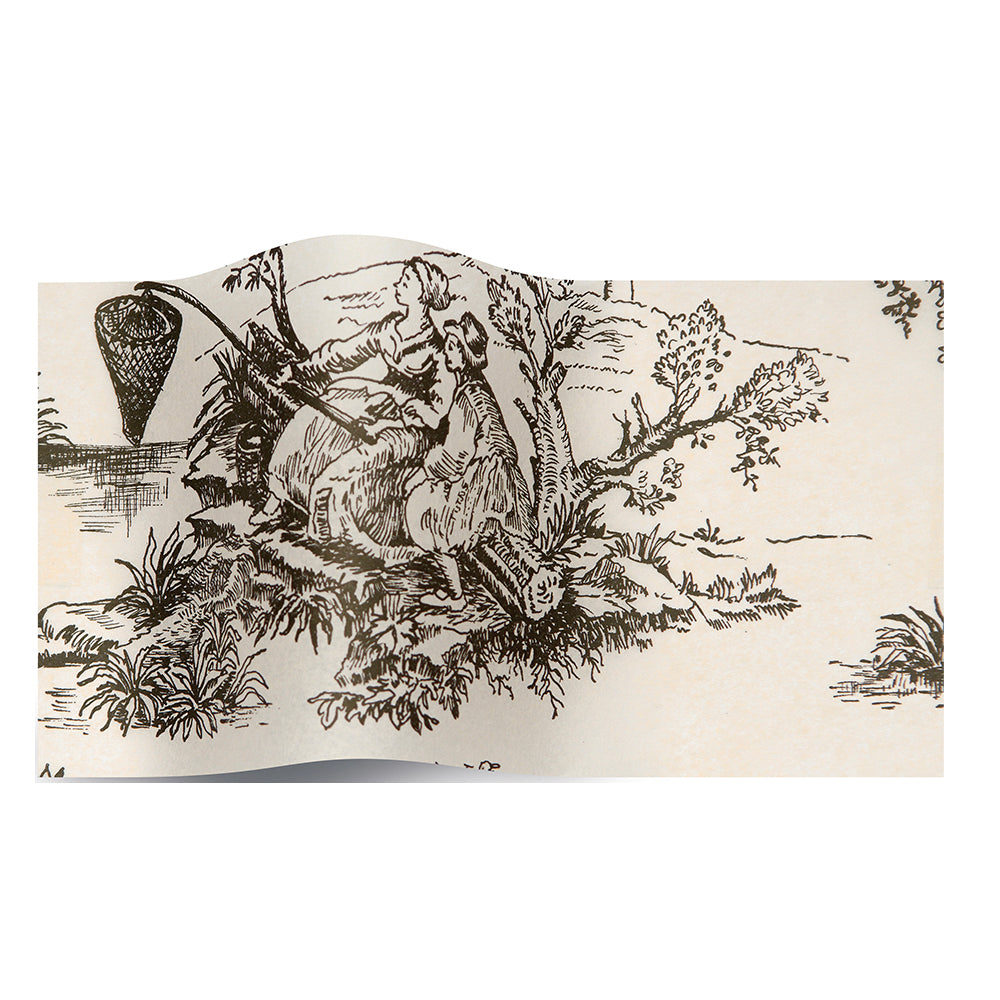 Black on Oatmeal Toile Tissue Paper 5 Sheets of 20 x 30" Satinwrap Tissue Wrapping Paper