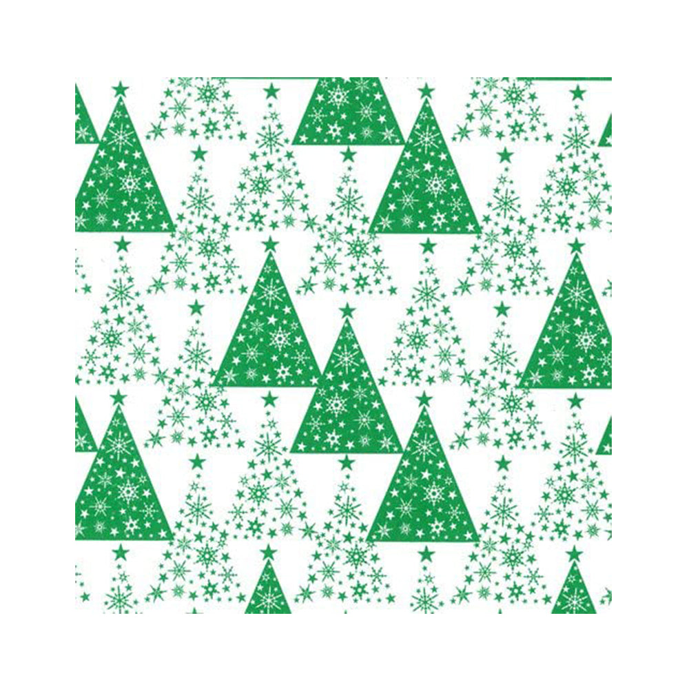 Green Trees & Stars Christmas Tissue Paper 5 Sheets of 20 x 30" Satinwrap Tissue Wrapping Paper