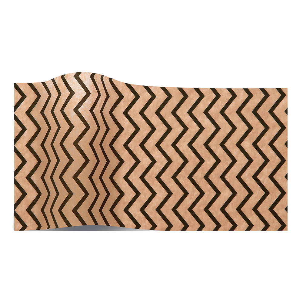 Black Chevron on Kraft Tissue Paper 5 Sheets of 20 x 30" Satinwrap Tissue Wrapping Paper