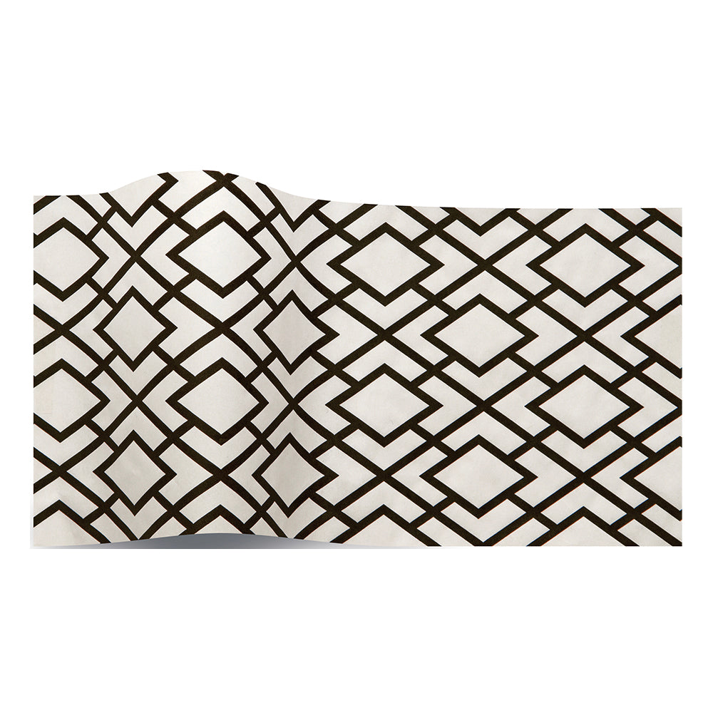 Opaque Geometrics Black Tissue Paper 5 Sheets of 20 x 30" Satinwrap Tissue Wrapping Paper