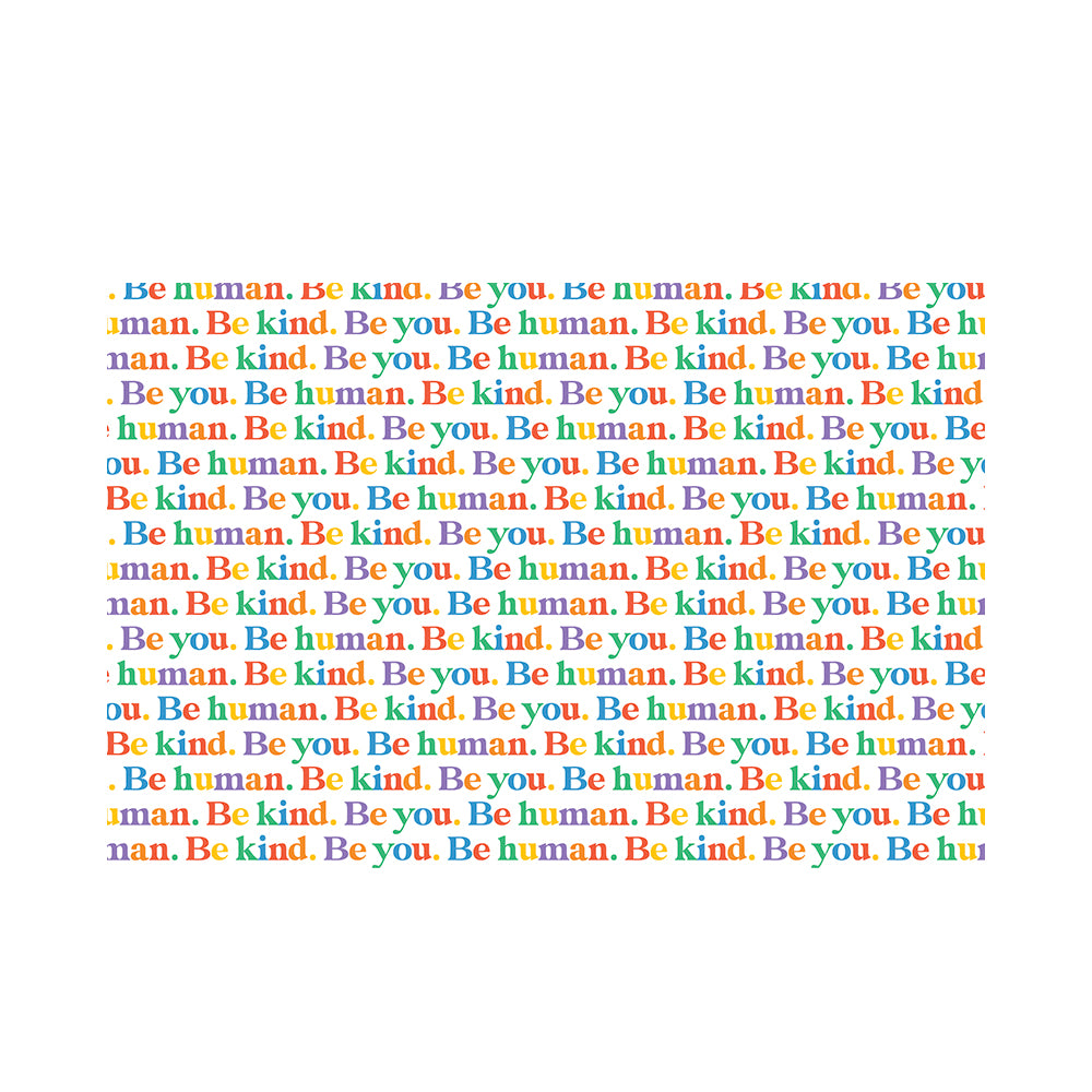 Be Human Rainbow Text Tissue Paper 5 Sheets of 20 x 30" Satinwrap Tissue Wrapping Paper