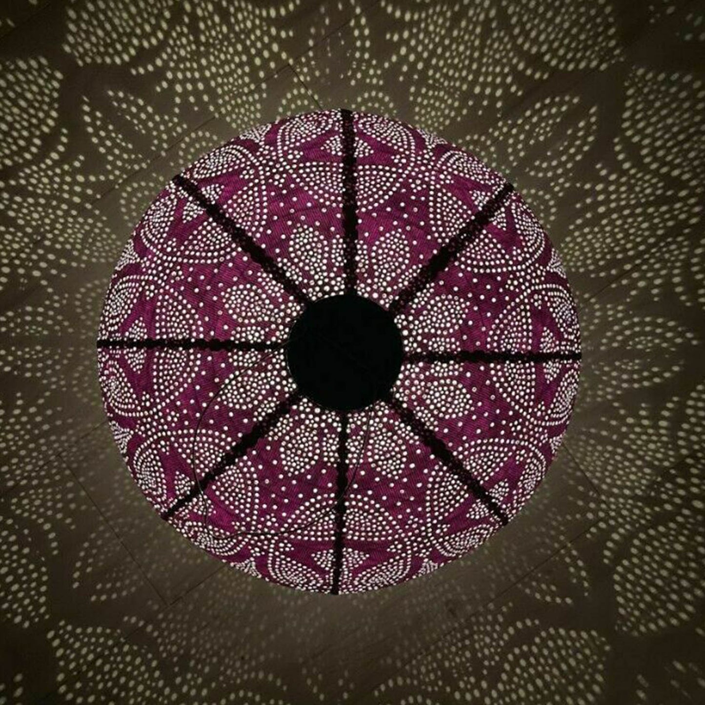 Solar Lantern - Pink Dot Oval 40cm