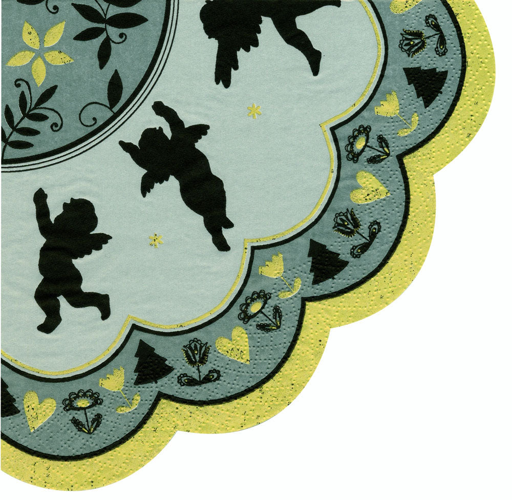 JUBILATE black Cherubs Rondo IHR paper Napkins 33 cm round 12 pack