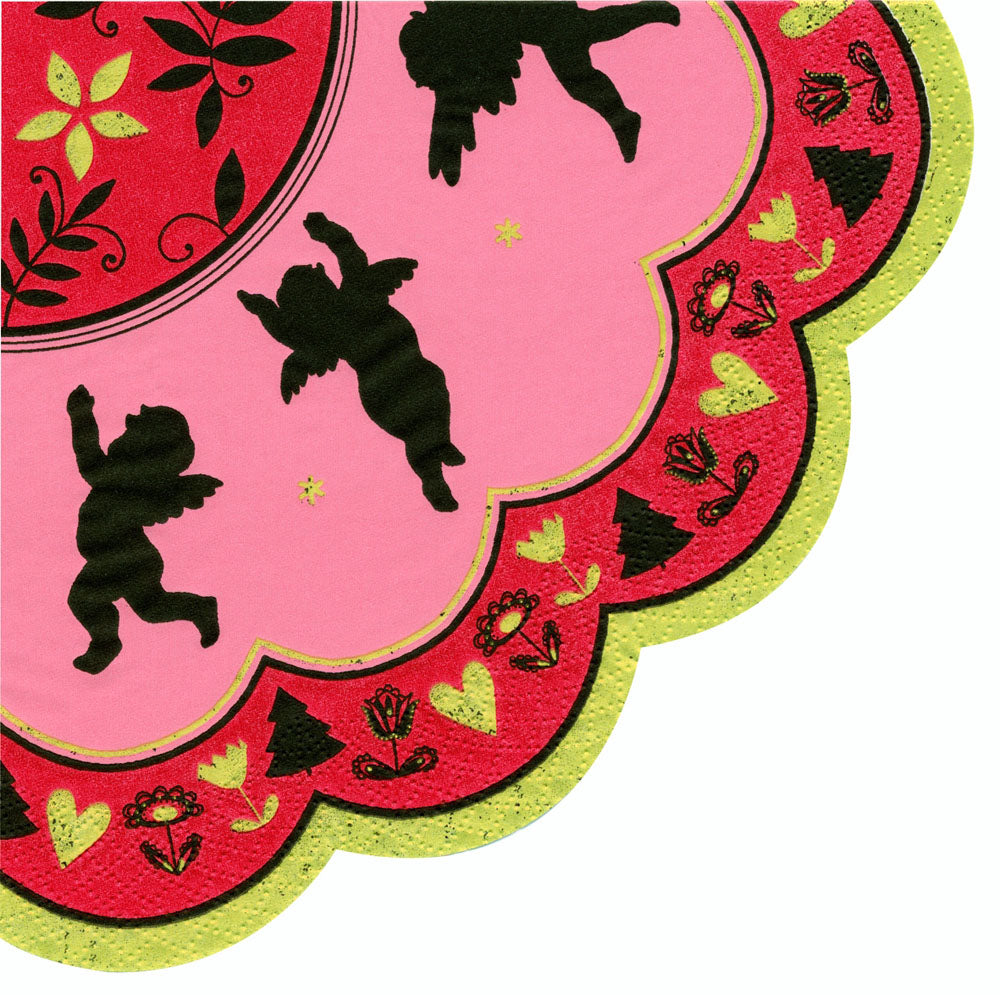 JUBILATE red Cherubs Rondo IHR paper Napkins 33 cm round 12 pack