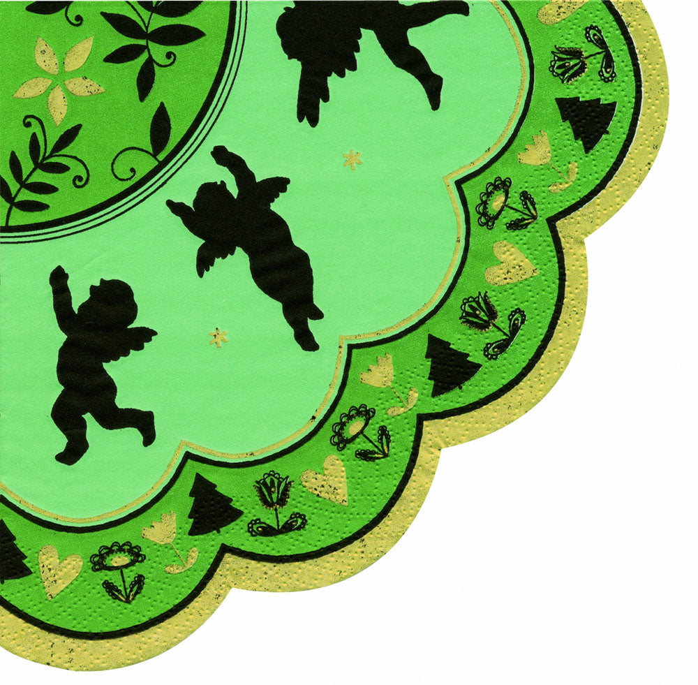 JUBILATE green Cherubs Rondo IHR paper Napkins 33 cm round 12 pack