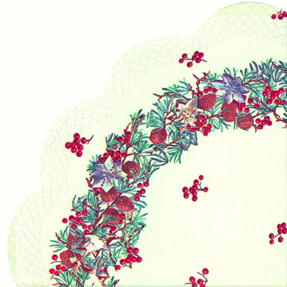 NATURAL WREATH cream Christmas Rondo IHR paper Napkins 33 cm round 12 pack