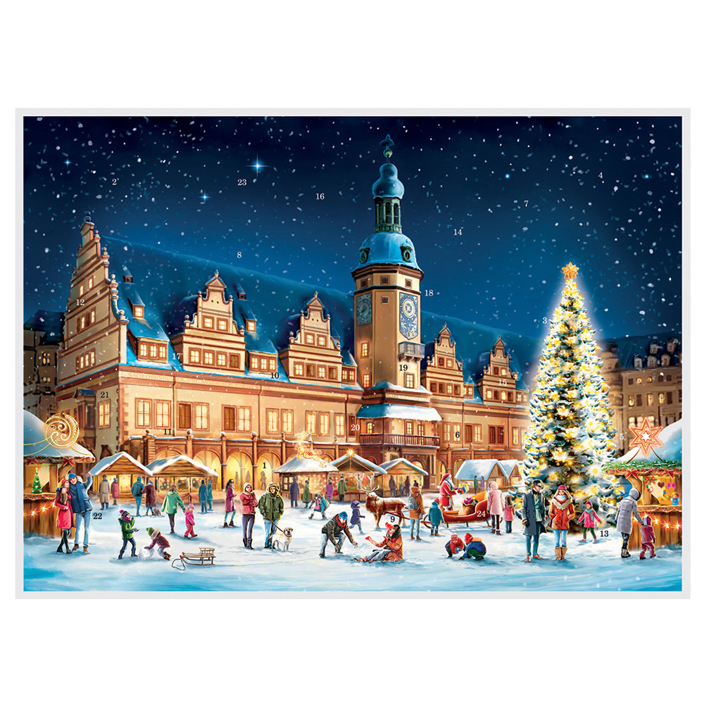 Leipzig Christmas Town Advent Calendar Limited Edition A3 297 x 420mm with glitter
