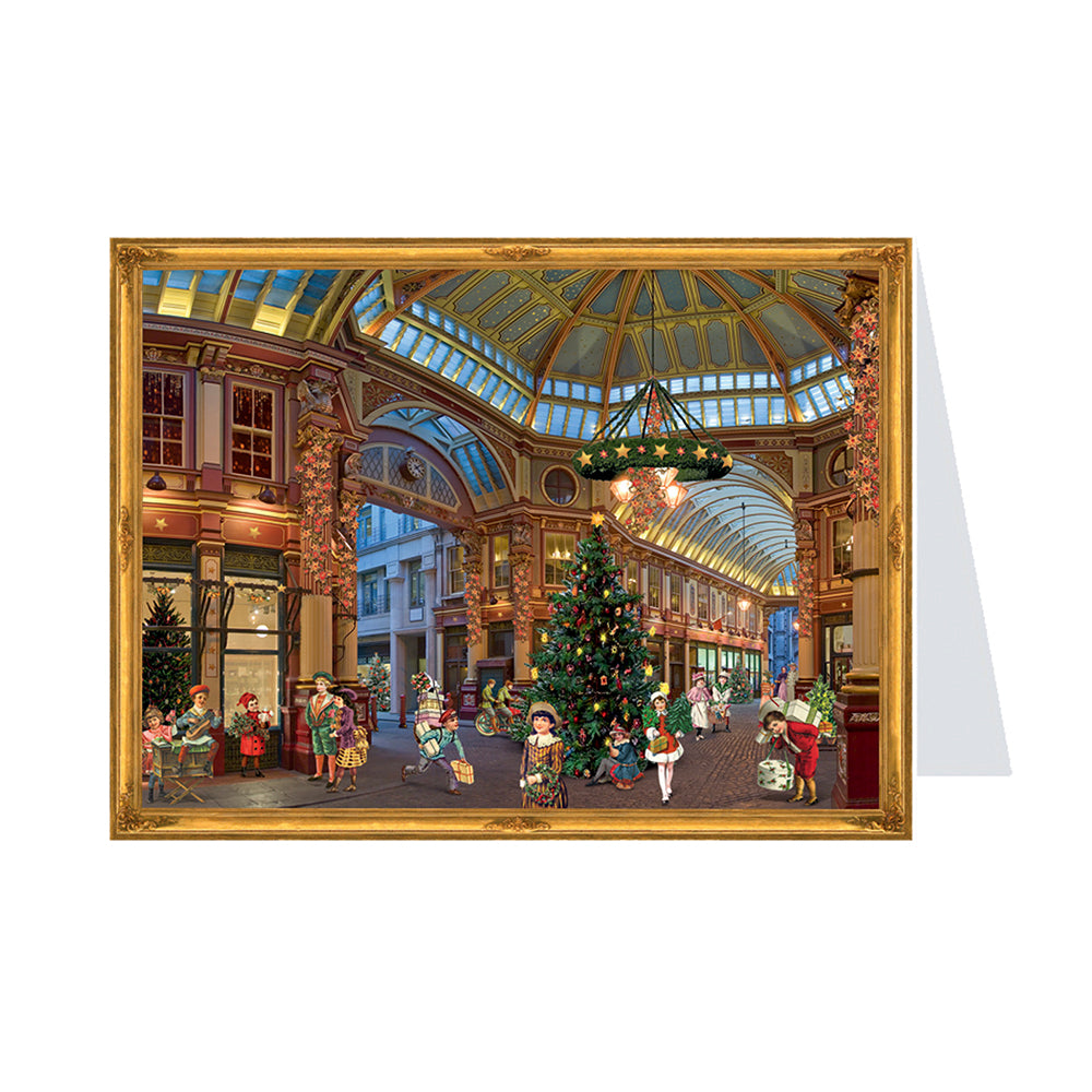 Victorian Shopping German Advent Card with 24 little doors 105 x 155 mm - Richard Sellmer