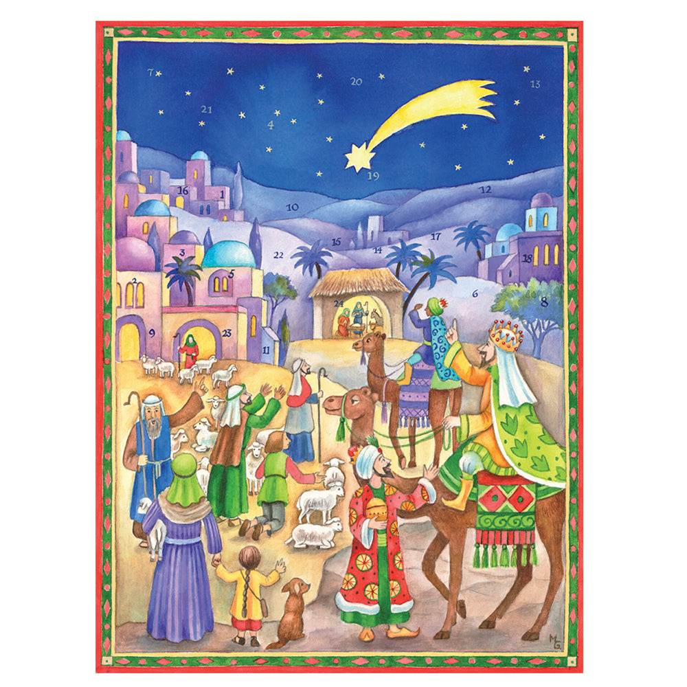 Richard Sellmer Verlag Religious 3 Wise Men German Advent Calendar 265 x 355 mm with envelope and glitter