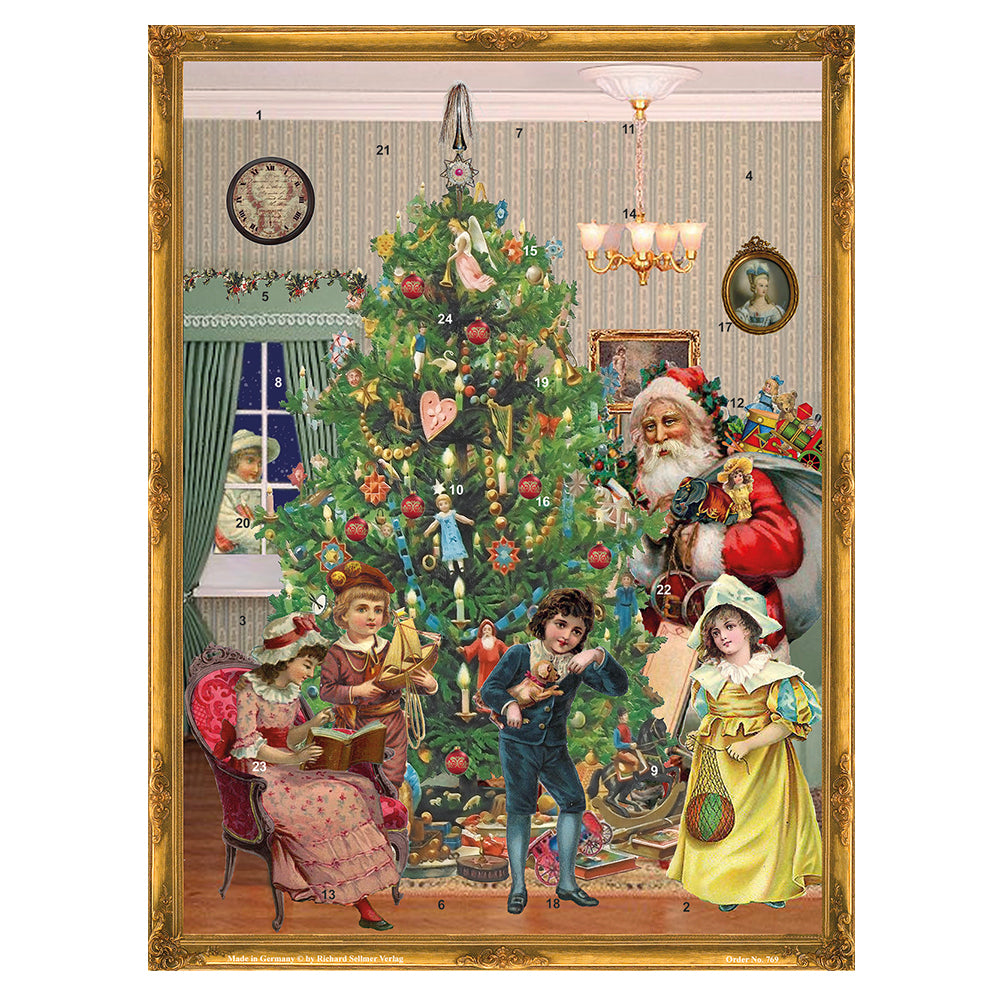 Richard Sellmer Verlag Victorian Festive Christmas Tree German Advent Calendar 265 x 355 mm with envelope and glitter