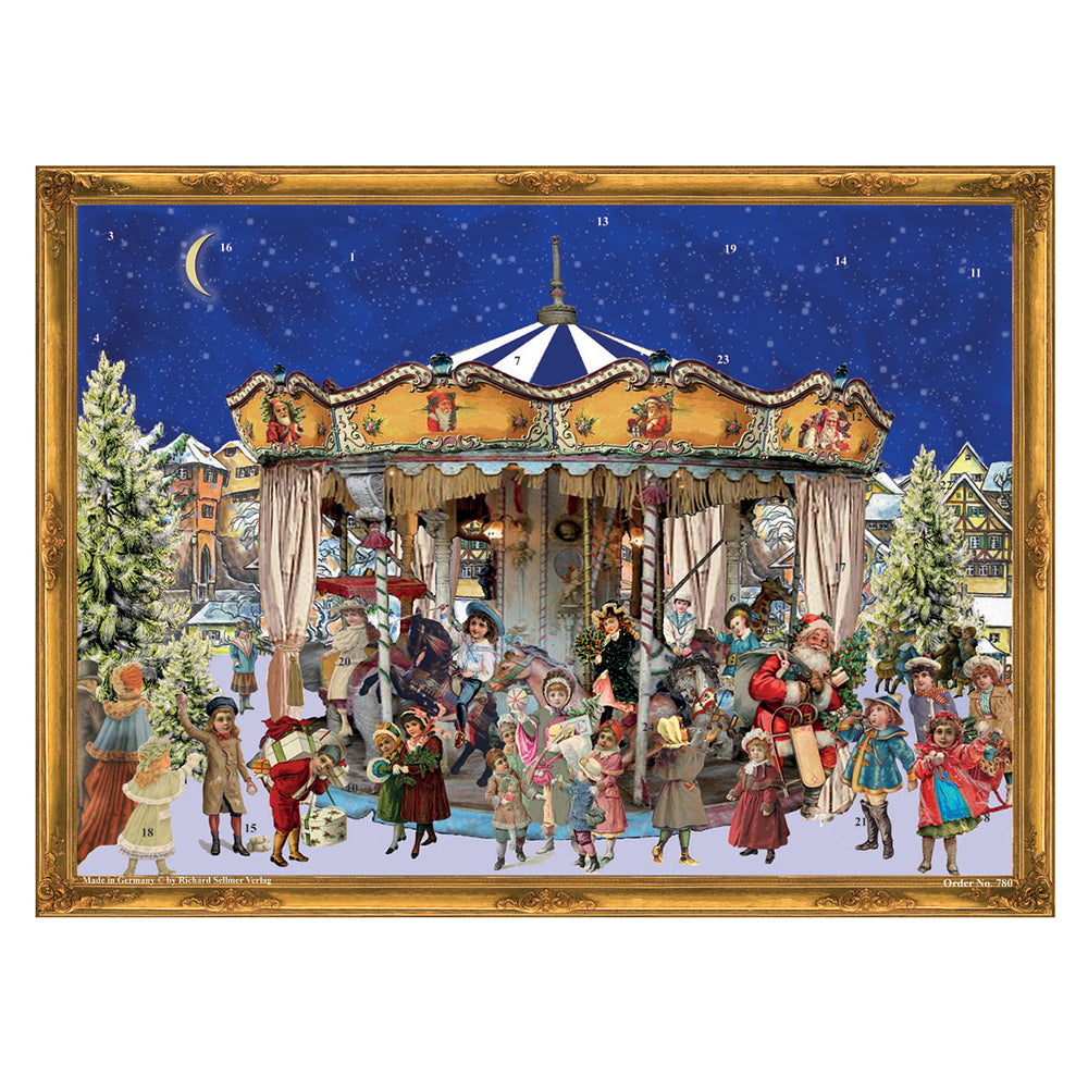 Richard Sellmer Verlag Victorian Festive Carousel German Advent Calendar 265 x 355 mm with envelope and glitter
