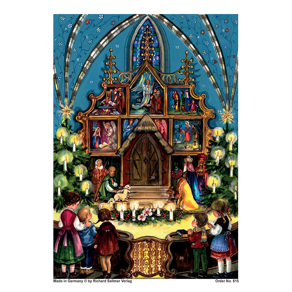 Richard Sellmer Verlag Religious Church Nativity Advent Calendar Advent Calendar German A4 Advent Calendar 210 x 297 mm with envelope and glitter