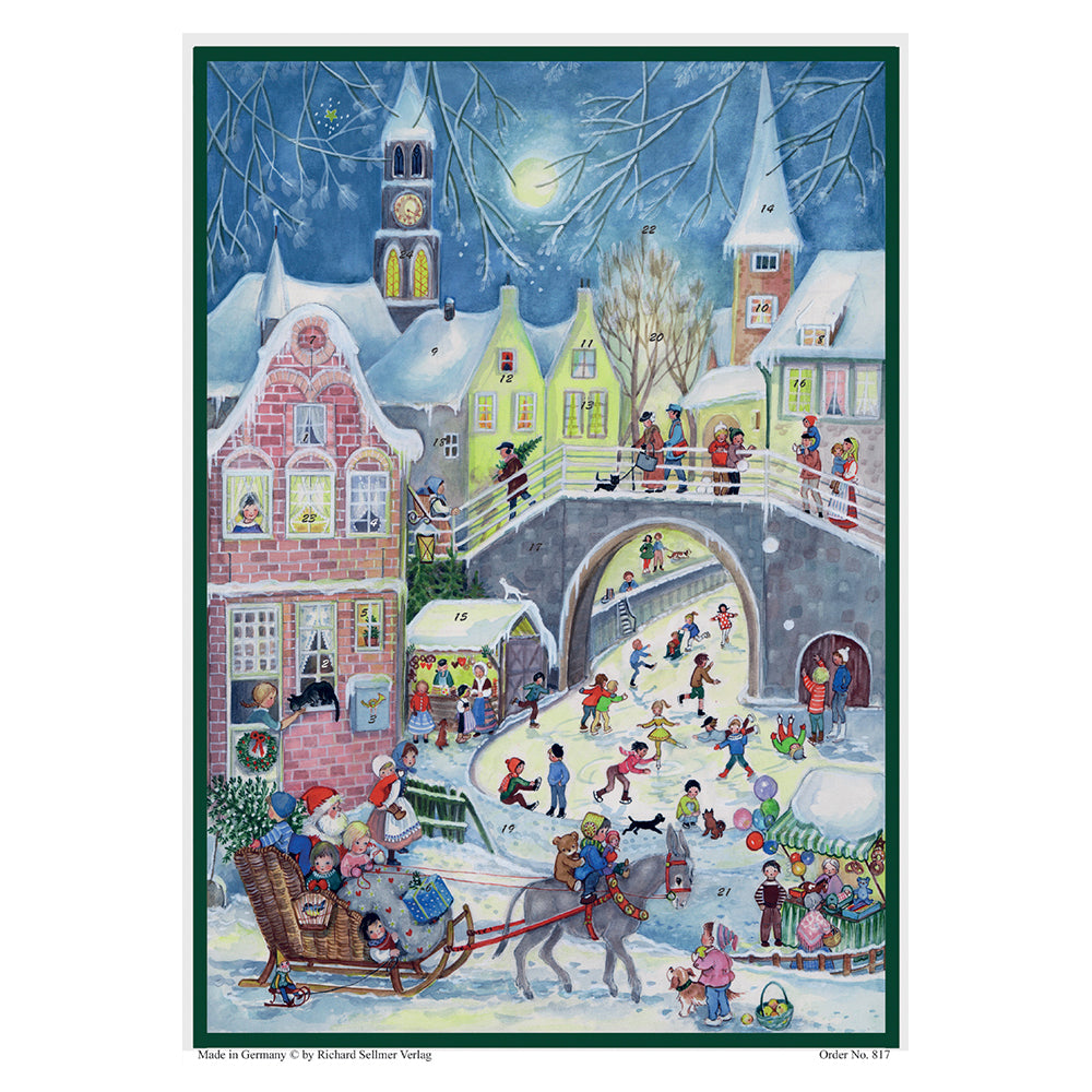 Richard Sellmer Verlag Santa and Donkey Sleigh Advent Calendar Advent Calendar German A4 Advent Calendar 210 x 297 mm with envelope and glitter