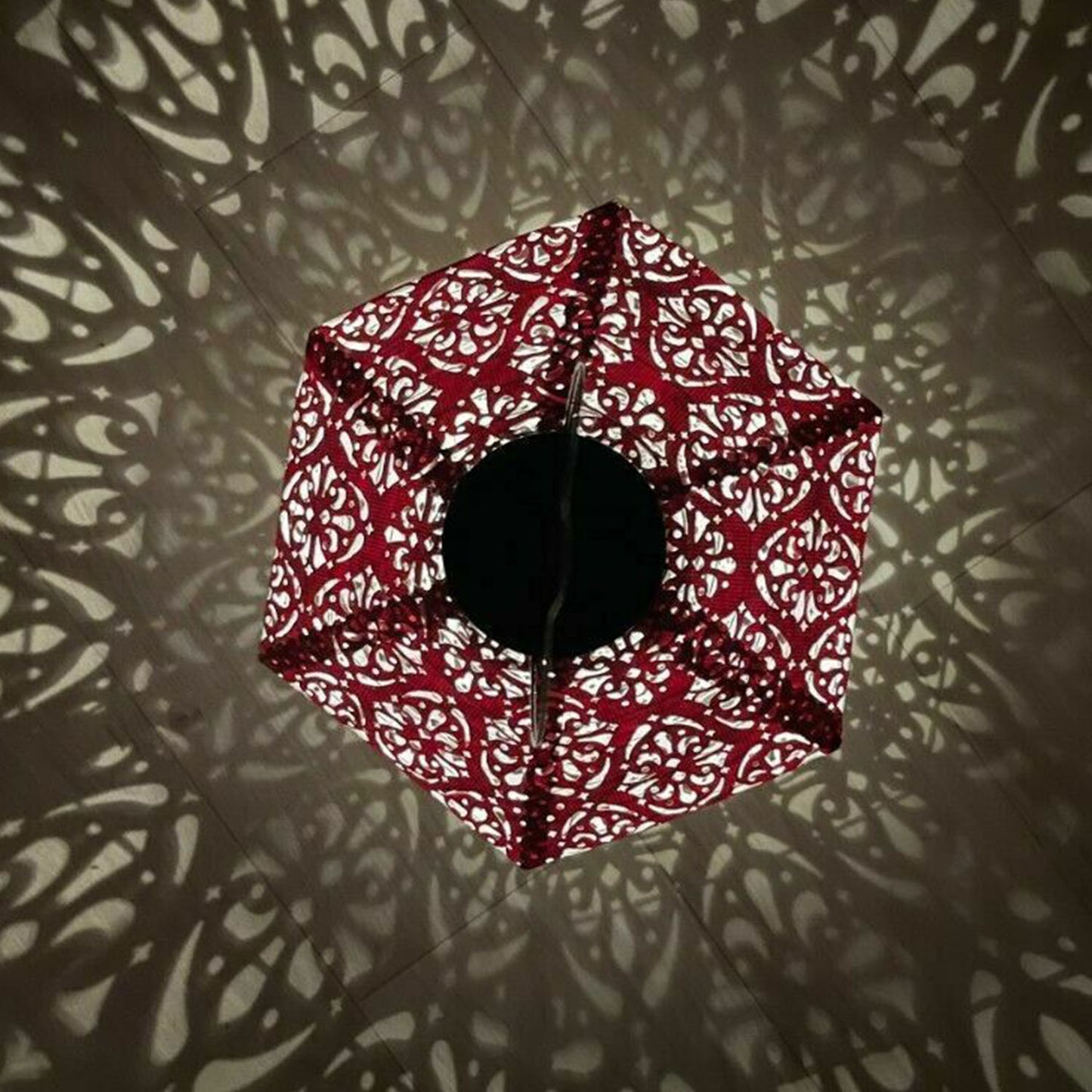 Solar Lantern - Red Diamante 28cm