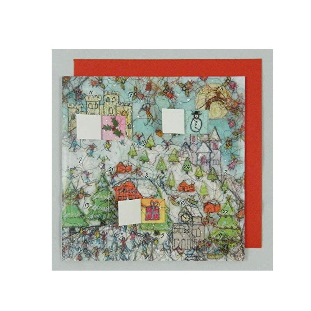 Ski Season Swiss Kiss Advent Calendar Card 150 x 150mm with Envelope