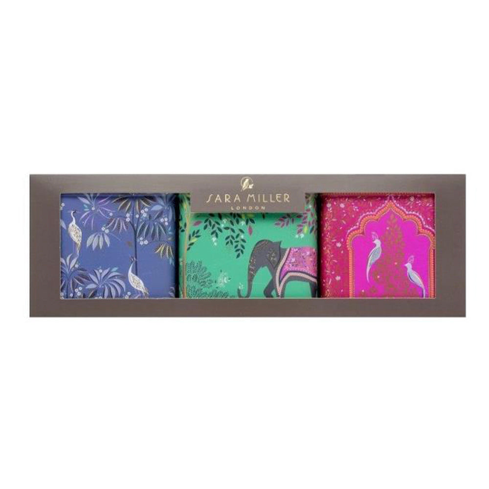 Sara Miller - India Elephants and Birds Set of 3 Square Tins 105 x 105 x 105mm