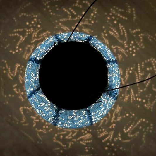 Solar Lantern - Long Oval Blue Birds 45cm