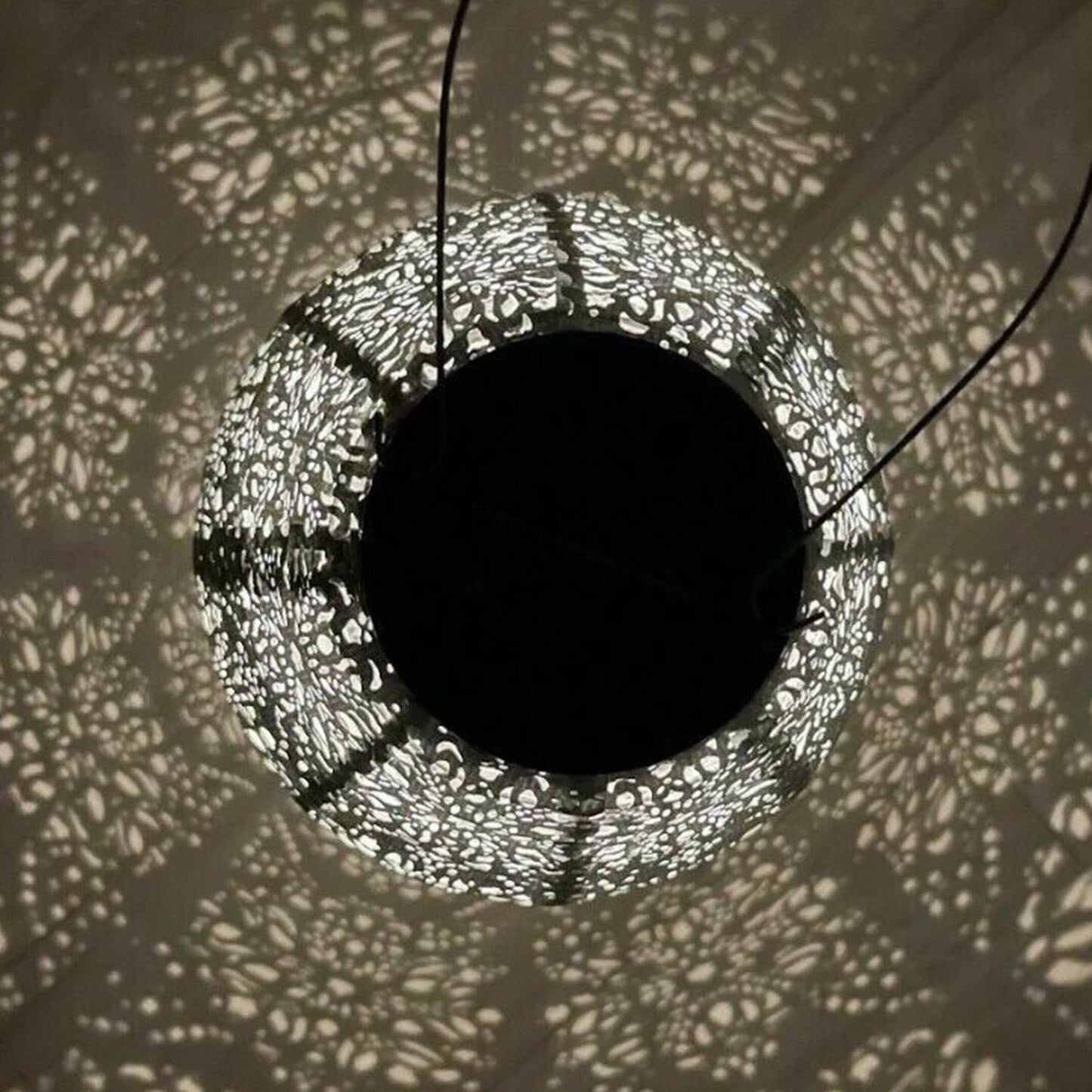 Solar Lantern - Long Oval Moroccan Silver 45cm