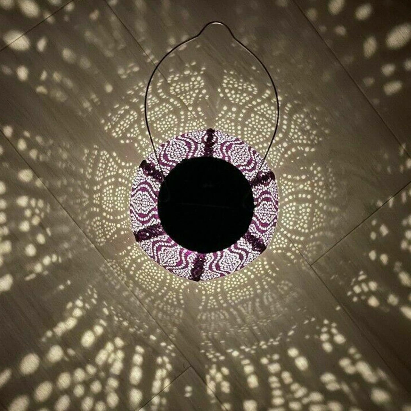 Solar Lantern - Purple Bulb 20cm