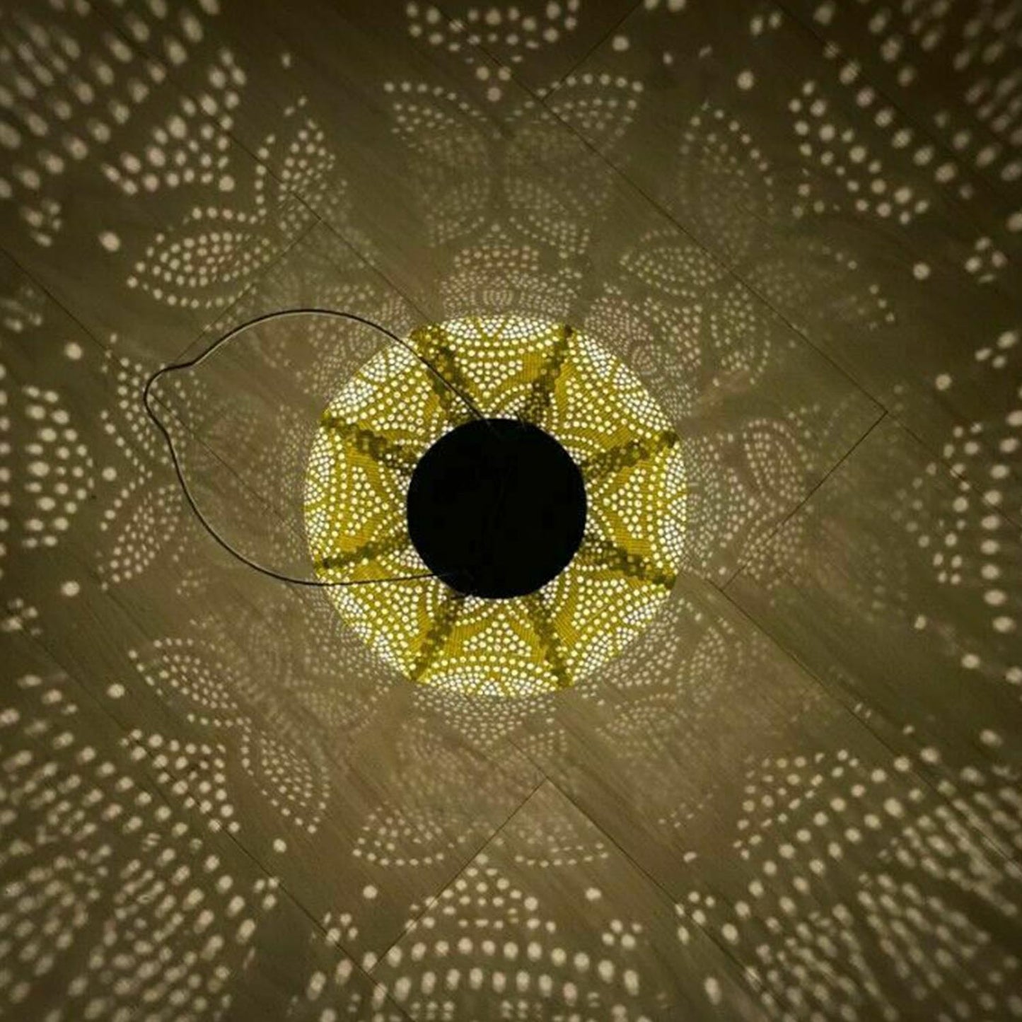 Solar Lantern - Yellow Floral Cylinder 33cm