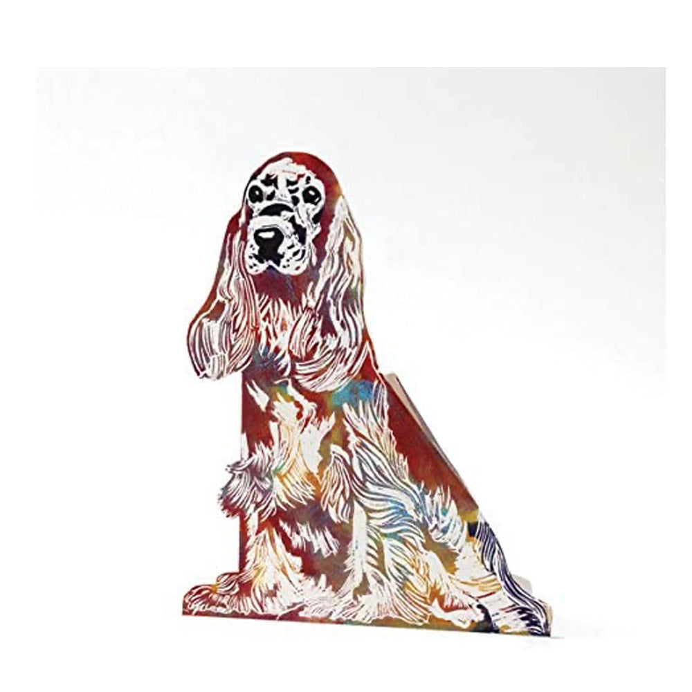 Spaniel 3D Sculptural Judy Lumley Greetings Card from Lino Cut Designs with envelope