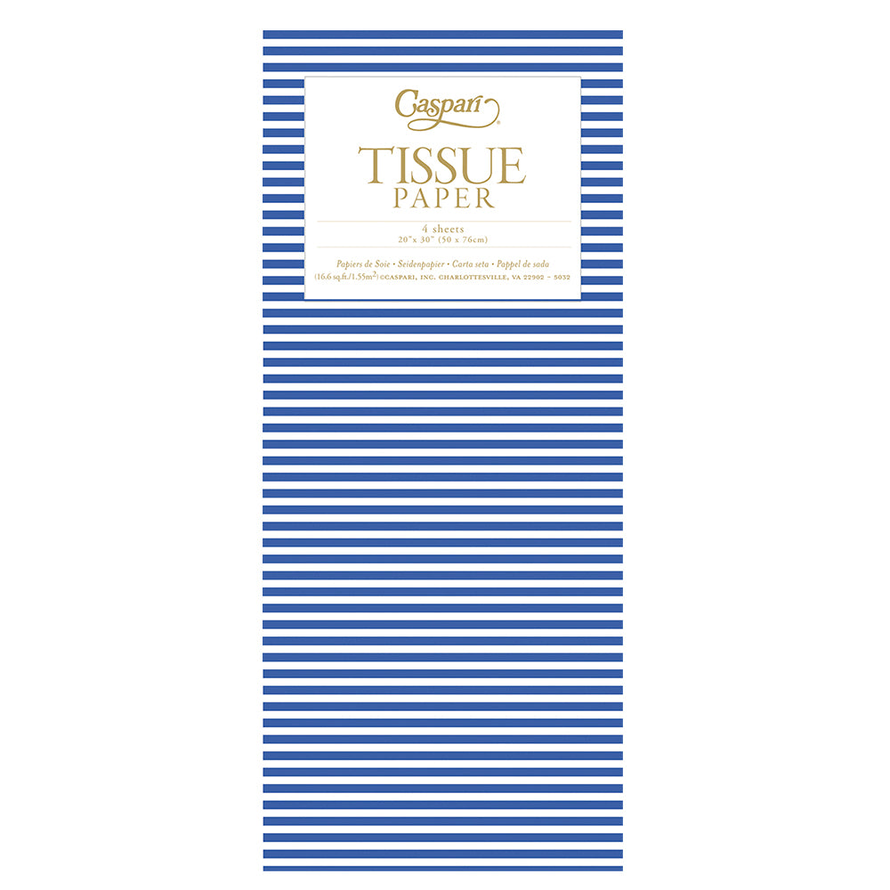Mini Stripe navy blue Tissue Paper 4 Sheets of 20 x 30" Tissue Wrapping Paper