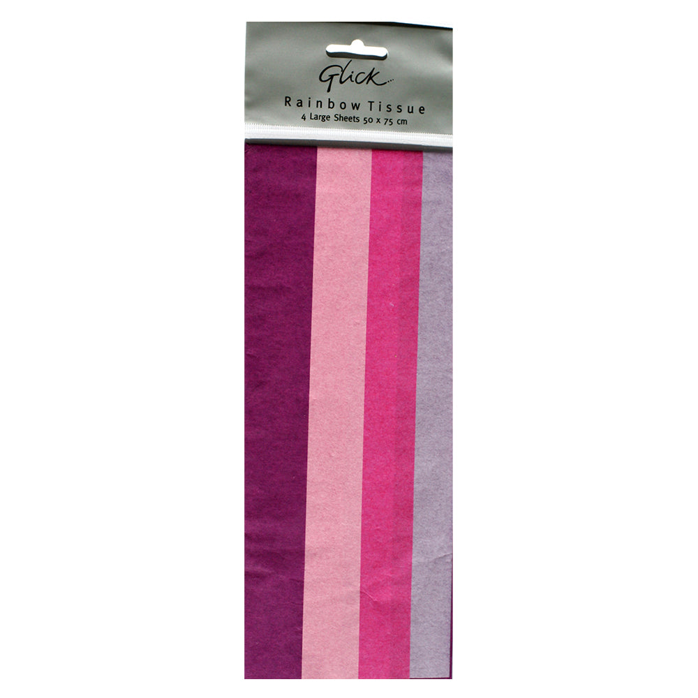 Rainbow Femme Pink Purple Tissue Paper 4 Sheets of 50 x 75 cm Glick Tissue Wrapping Paper