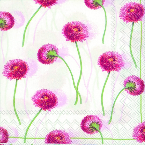 Belissima White Pink Flowers IHR Paper Lunch Napkins 33 cm sq 3 ply 20 pack