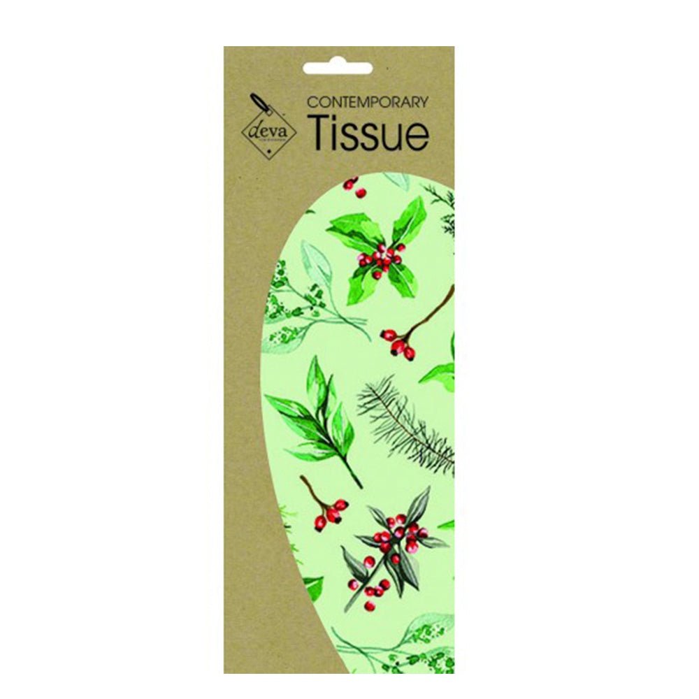 Festive Foliage Green Tissue Paper 4 Sheets of 20 x 30" Deva Tissue Wrapping Paper