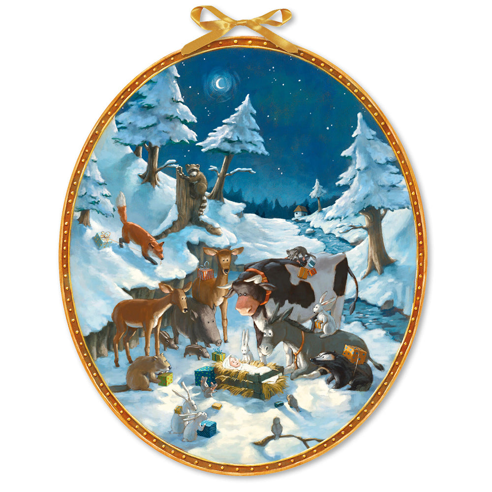 The Animals Celebrate Christmas Oval Coppenrath Advent Calendar 40cm x 55cm